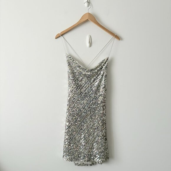 Zara Multicolor Sequin Cowl Back Mini Dress NWT Size Small - Picture 5 of 9